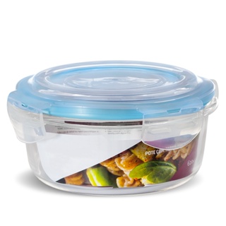Pote de Vidro Redondo Hermético Marmita Tampa Plástico Alimentos 620ml em Oferta na Shopee