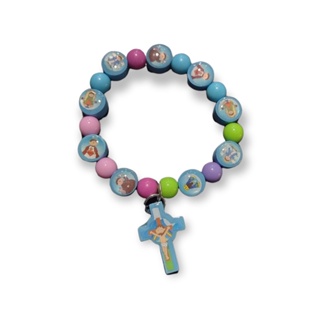 Pulseira Infantil Vários Santos Colorido Medalha Azul em Oferta na Shopee