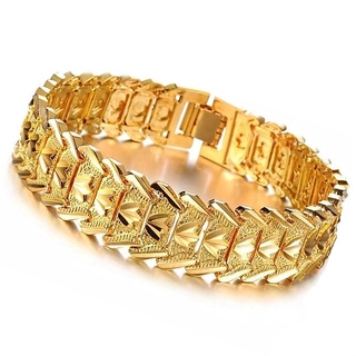 Moda 24K Folheada A Ouro Joias De Ouro Pulseira Trevo Pulseira Masculina Corrente