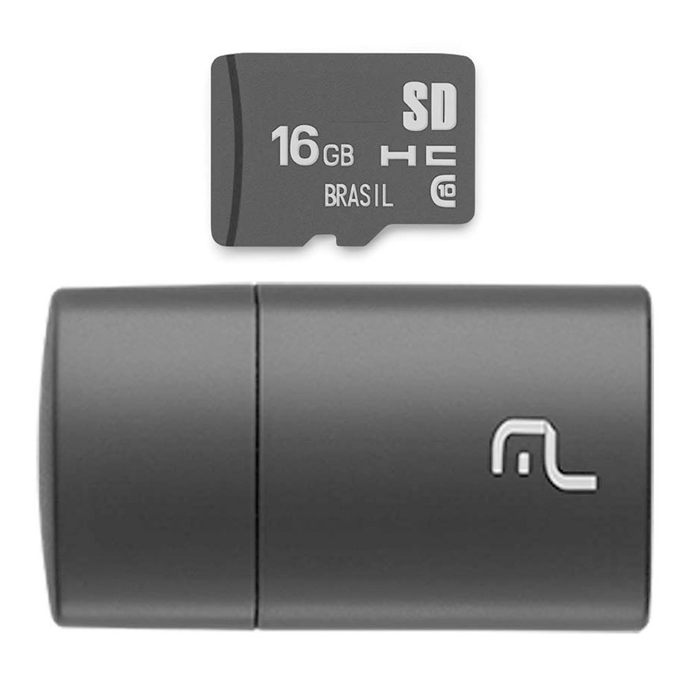 Pen Drive 2 em 1 Leitor USB + Cartão de Memória Multilaser