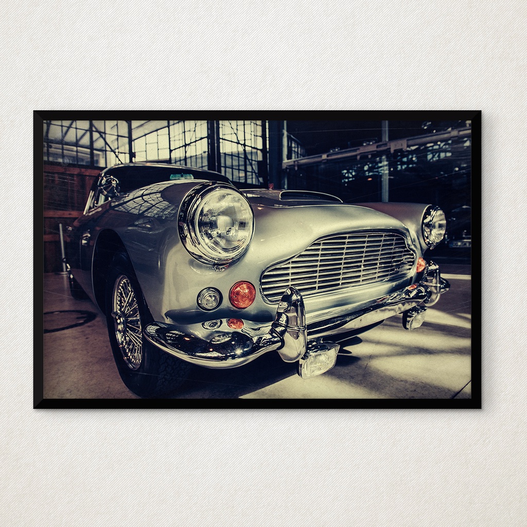 Quadro Moldura Carro Clássico Aston Martin DB5 James Bond 007 Sala Quarto Escritório