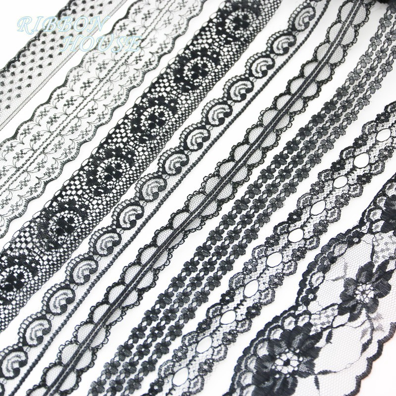 (10 Jardas/Rolo) Tecido De Renda Preta Decoração Linda Fita De Material De Embalagem De Presente em Oferta na Shopee