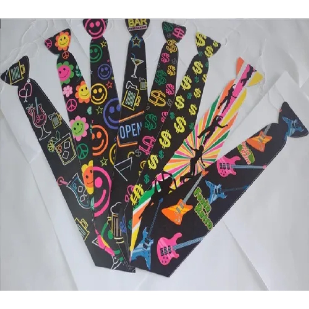 Kit Festas 100 Pulseiras Neon 40 Tiaras 70 Óculos 30 Gravatas 40 Marabus de 75cm