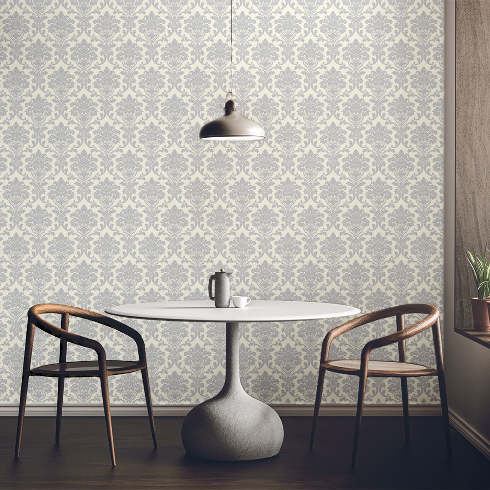 Papel de Parede Adesivo Arabesco Harmonia Cinza