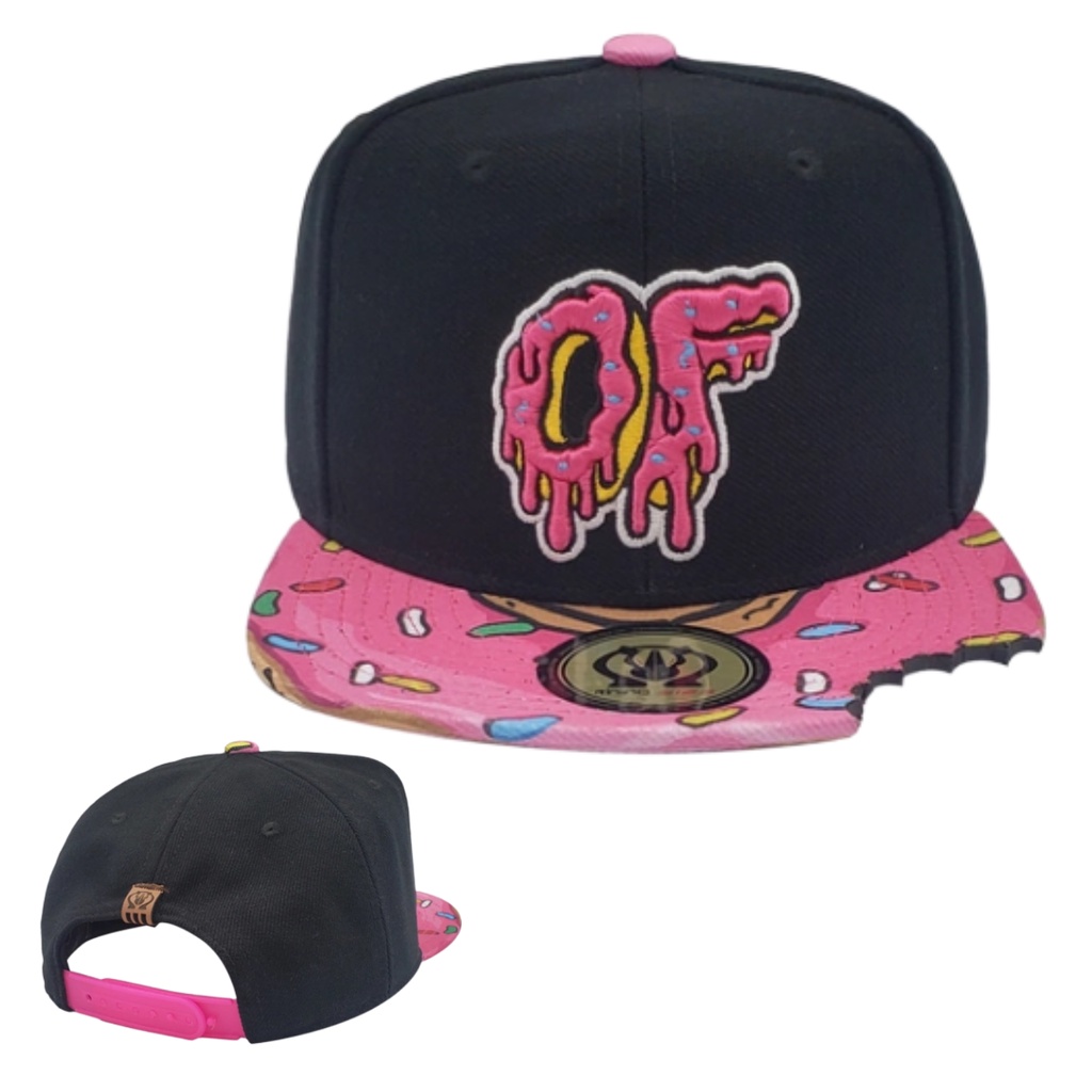 Boné Snapback Rhino Size Aba Reta Preto E Rosa Mordida ajustável