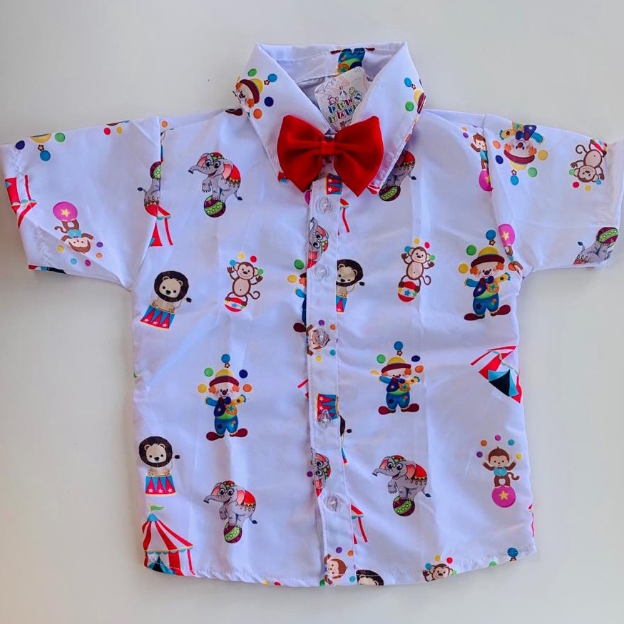 Camisa Temática CIRCO. infantil social menino com gravata