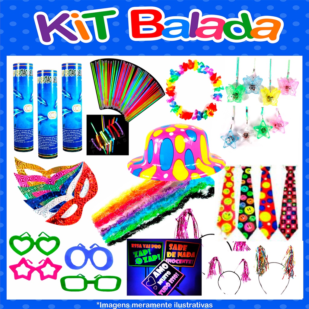 Kit Balada Festa Adereço 190 Itens