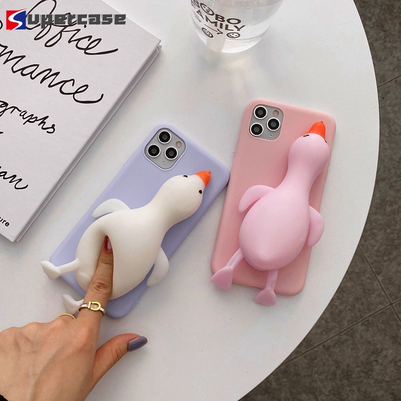 Capa Traseira Macia De TPU Para O iPhone 14 13 12 Pro Max 14 Plus Mini Telefone 3D Cute Cartoon Duck