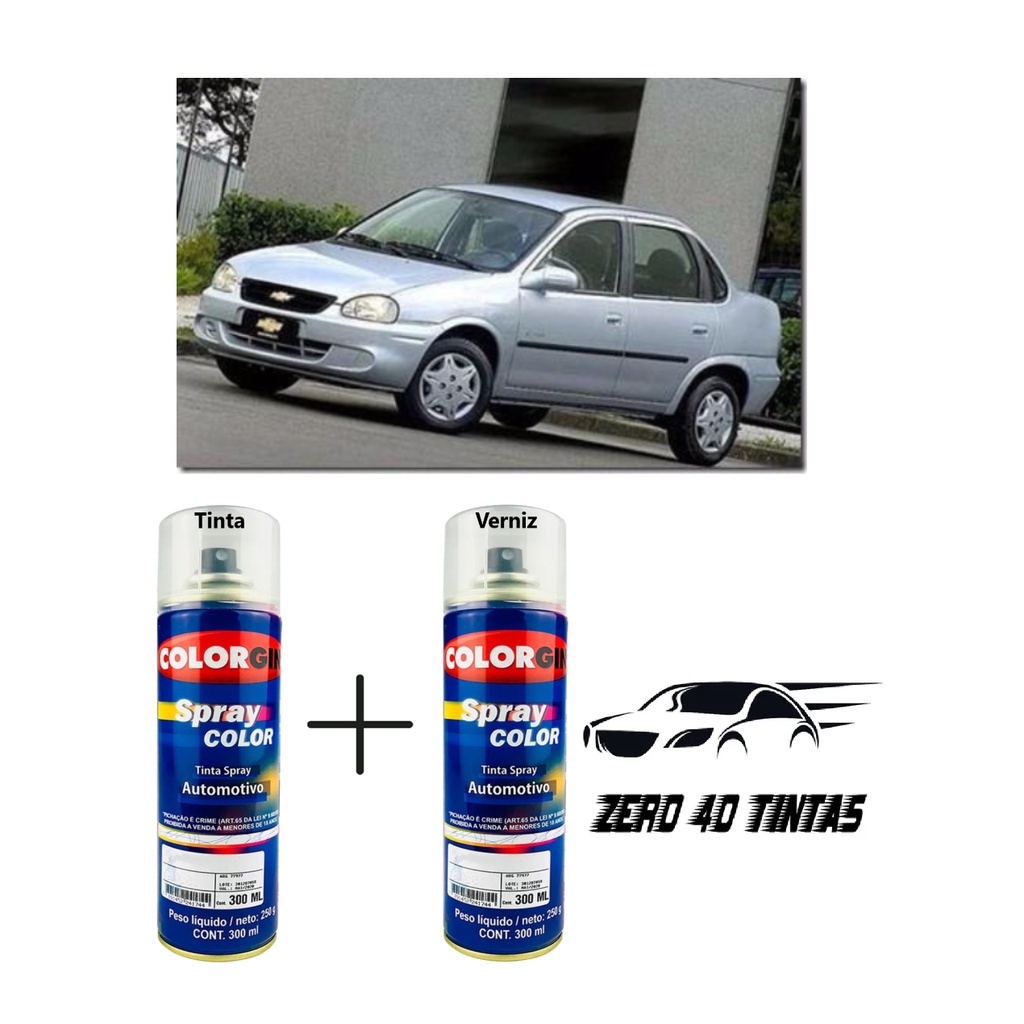 Kit tinta automotiva em spray Prata Escuna GM com verniz para pequenos reparos