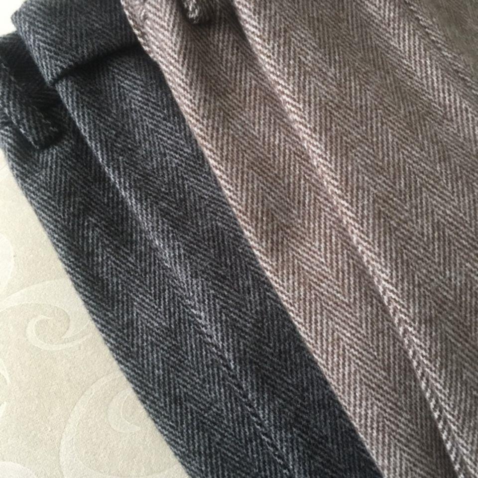 Calças de terno britânico Retro calças casuais espinha de peixe de lã cortada terno calças borda enrolada Tweed pequeno