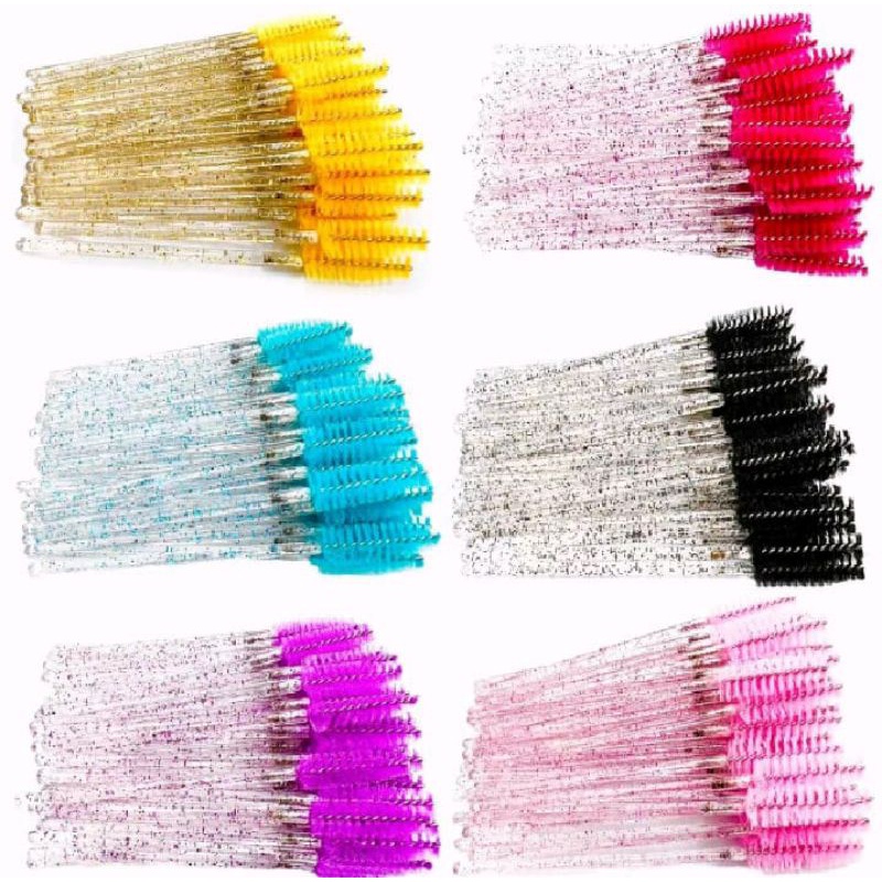 Kit de 3 Escovinhas com glitter Extensão de Cílios e Sobrancelha/Cor aleatória