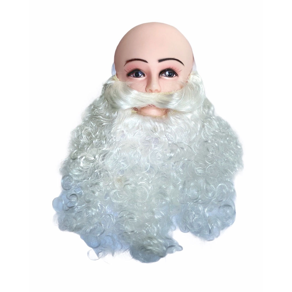 Barba Papai Noel Longa Realista Branco Festa Natal / Sintética Encaracolada com Bigode Elástico /Acessório Para Fantasia