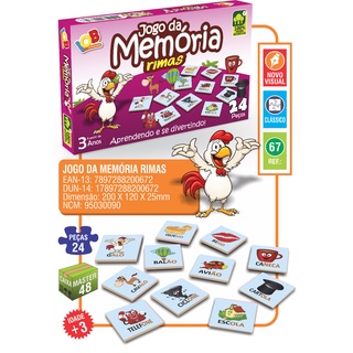 Jogo Educativo Memória Rimas 24 Peças Iob Brinquedos