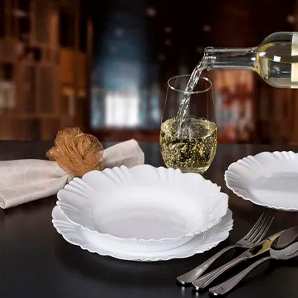 Aparelho De Jantar E Sobremesa Branca 24 Peças Completo