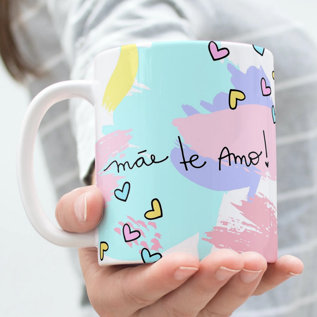 Caneca de Porcelana Dia das Mães Mãe Te Amo Personalizada
