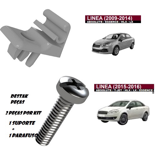Kit do Suporte do Quebra Sol + Parafuso Fiat Linea Fiorino Mobi Palio Novo  Uno Novo Plast Car