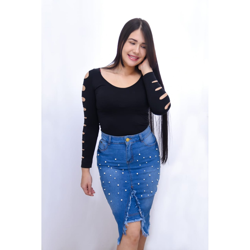 saia jeans midi evangelica