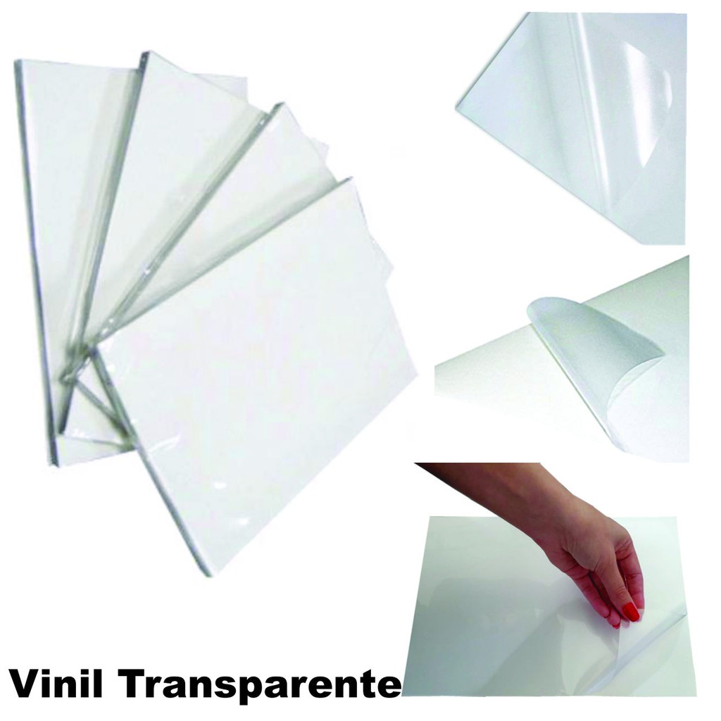 50 Vinil Adesivo 100% Transparente A4 impressora Jato de Tinta