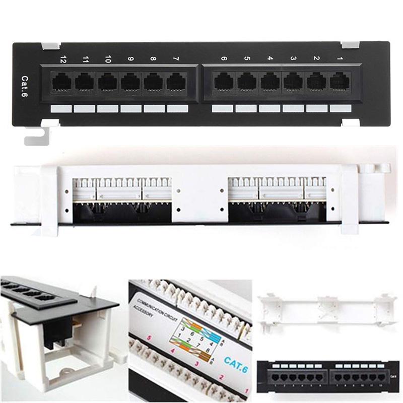 Kit De Ferramentas De Rede 12 Portas CAT6 Patch Panel RJ45 Rack De Montagem Em Parede Com Suporte Superfície BRG9