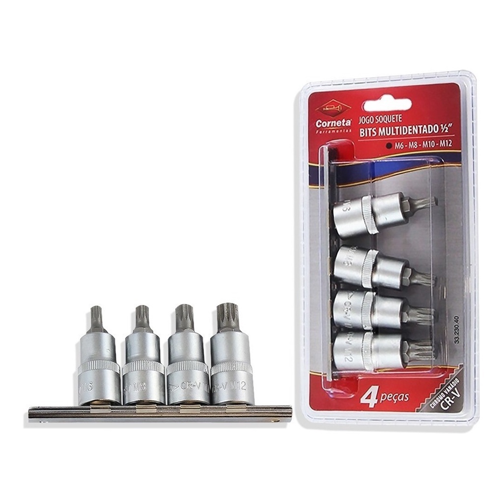 Jogo De Soquete Bits Multidentado 1/2