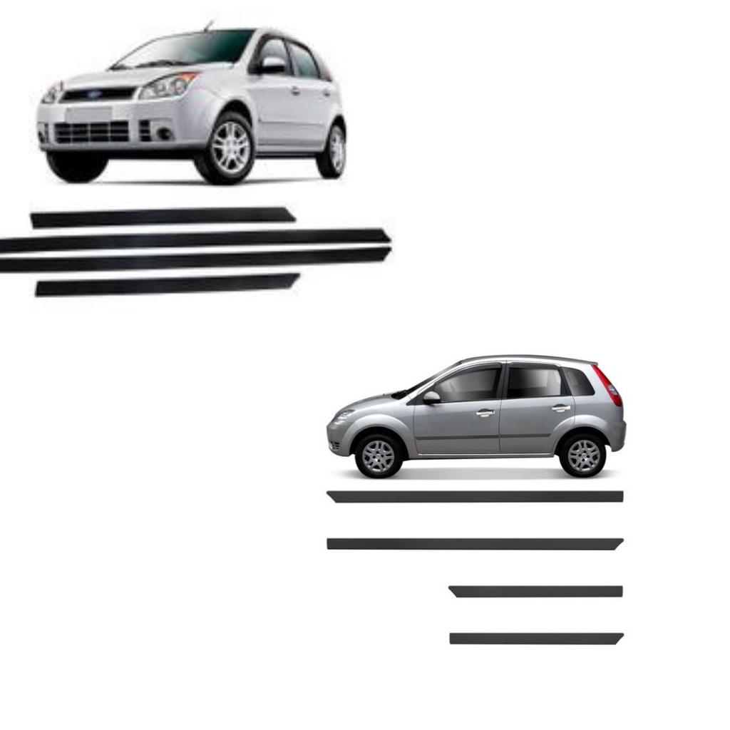 Jogo Friso Lateral Fiesta 4 portas  amazon 03 A 12 E Sedan  Modelo original preto
