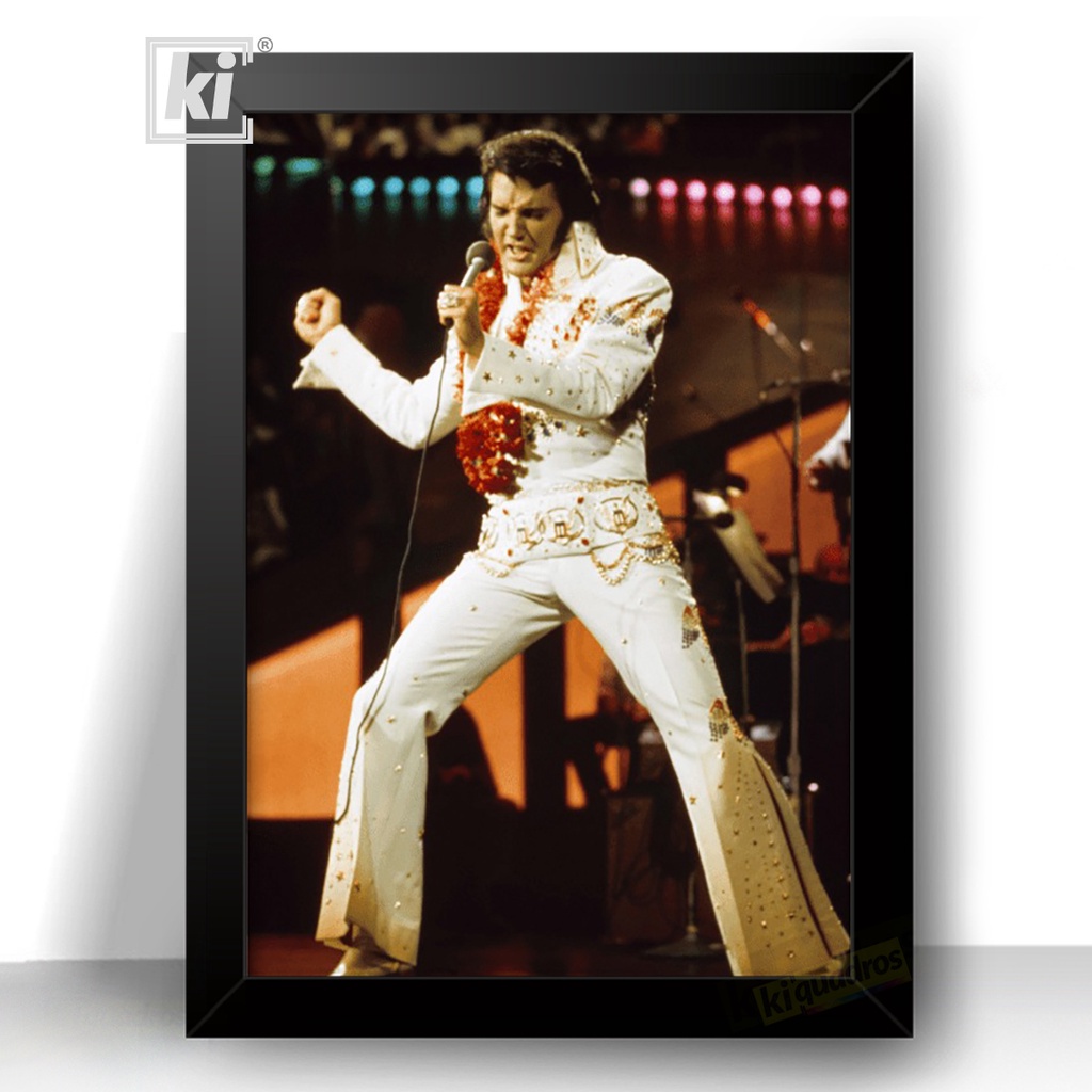 Quadro Rei Elvis Presley imagem com moldura 44cm