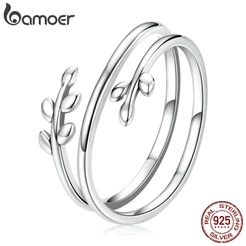 Bamoer Anel Multi-Camada De Prata 925 Tamanho Ajustável Para Mulheres Scr755