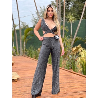 calça lurex luxo moda feminina gringa