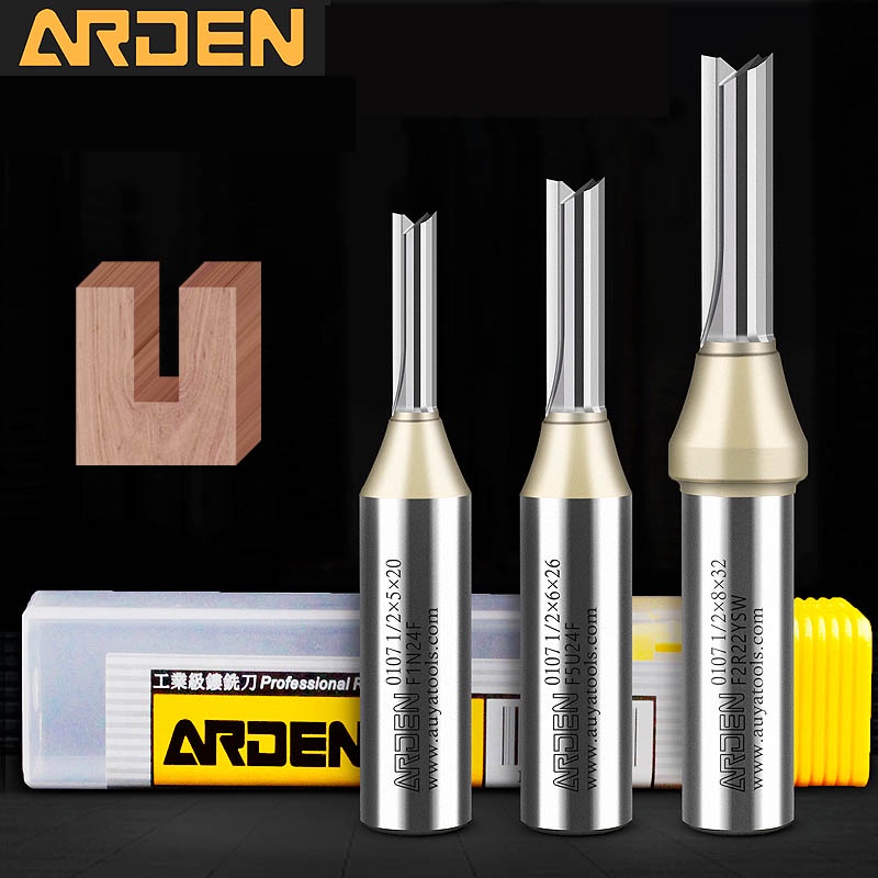 Arden CNC Ferramenta Para Trabalhar Madeira TCT Corte Fresas De Extremidade Reta Aço Tungstênio 1/4 Haste Roteador Bit M em Oferta na Shopee