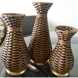 Vaso  de mesa junco base dourada em Oferta na Shopee