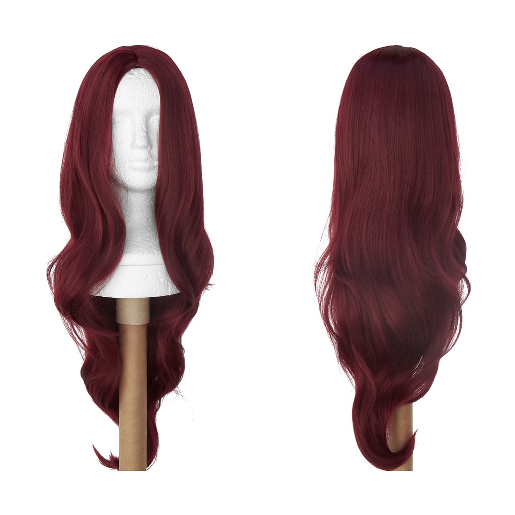 Peruca Sem Franja Vinho Bordô Ruivo Longa 75cm Levemente Ondulada Cosplay Poison Ivy - Pronta Entrega!! em Oferta na Shopee