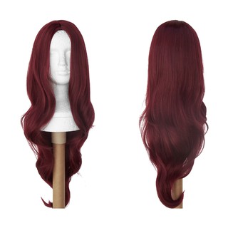 Peruca Sem Franja Vinho Bordô Ruivo Longa 75cm Levemente Ondulada Cosplay Poison Ivy - Pronta Entrega!!