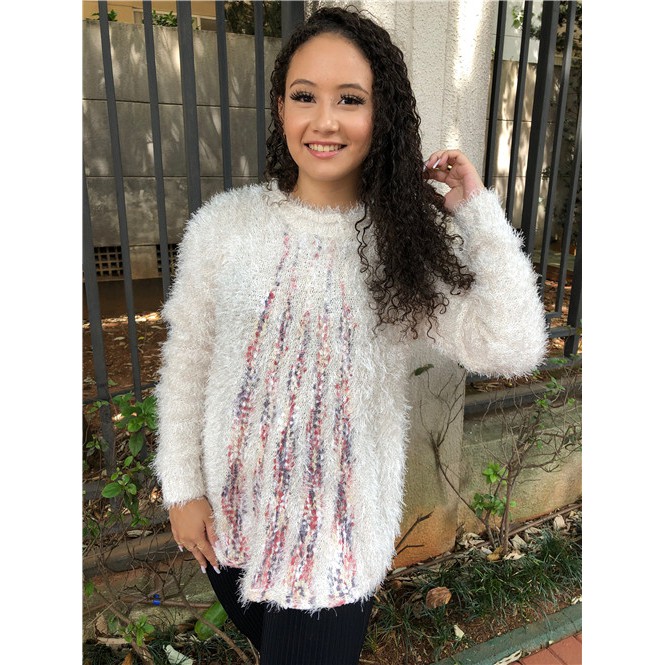 Suéter De Lã Feminino Blusa De Frio Decote Cardigan Tricot