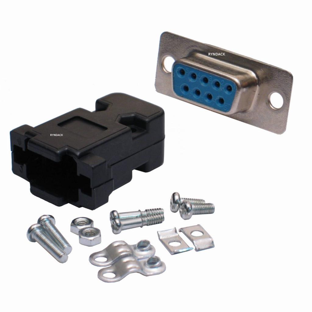 Kit 10 Conector DB9 Fêmea 9 pinos e 10 Capas RS232 Serial