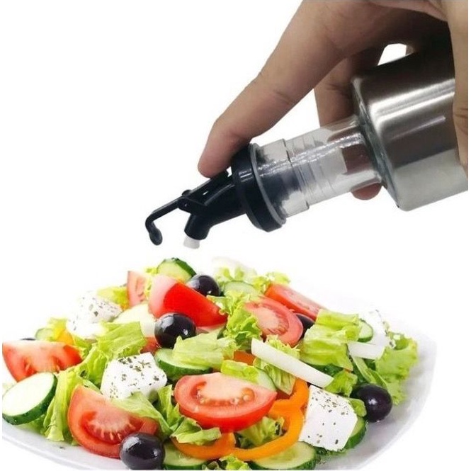 Galheteiro/Garrafa Azeite e Vinagre de Vidro e Aço Inox com Dosador 350ML - Unitário (1682)