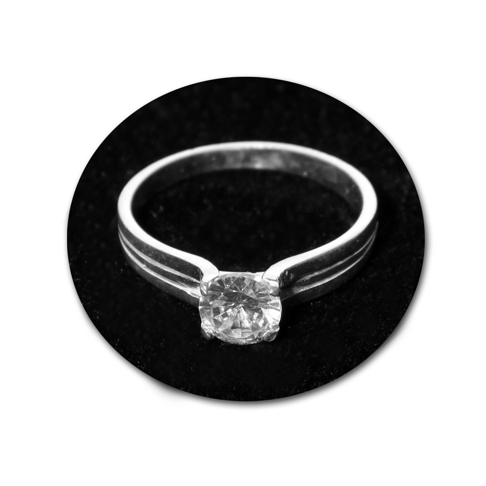 Anel Solitário Feminino De Prata 925 Maciço 7 Mm trabalhado