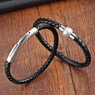 Pulseira De Aço Inoxidável Charmosa Para Homens Fivela De Couro Feminino Casal Masculino Bangle Jewelry Acessórios em Oferta na Shopee