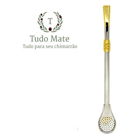 Bomba Para Tereré Bomba para Chimarrão com Anel Dourado Bojo Pera (Tamanho 19CM) em Oferta na Shopee