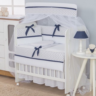 Kit Mini Berço Algodão Bordado Berço Moises 8 Peças Bebê Menino em Oferta na Shopee