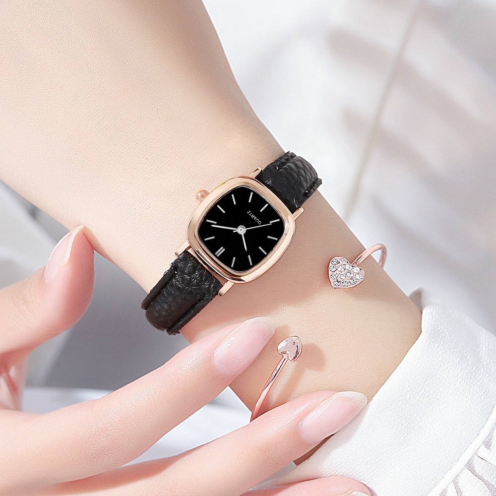 Relógio Feminino Com Mostrador Quadrado Pequeno Pulseira De Couro em Oferta na Shopee