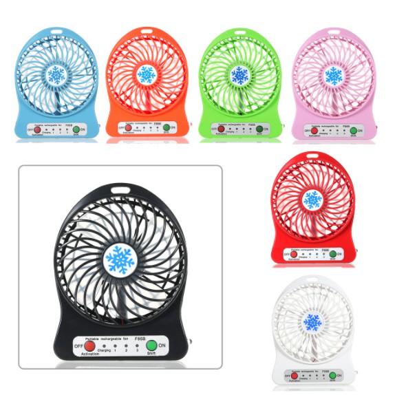 Ventilador Pequeno Portátil Recarregável com Luz LED/Entrada USB/3 Intensidades / Arrefecedor de Ar em Oferta na Shopee