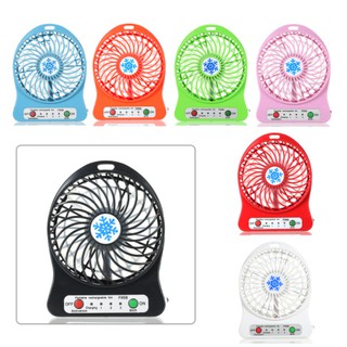 Ventilador Pequeno Portátil Recarregável com Luz LED/Entrada USB/3 Intensidades / Arrefecedor de Ar