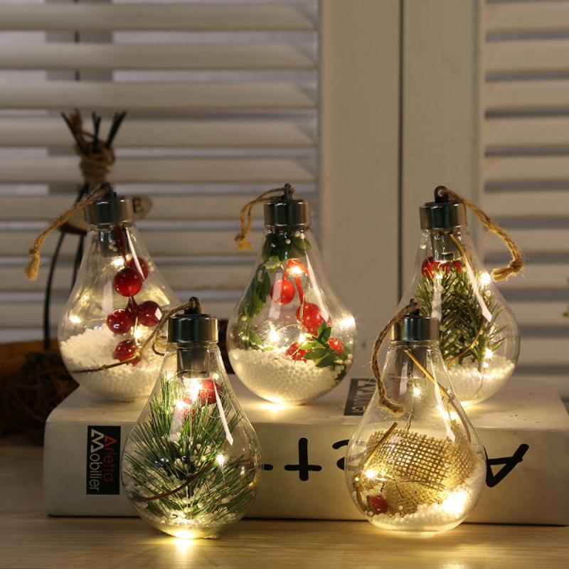 Decorações De Natal 2021 Led Transparente Ornamento Decoração Da Árvore De  Natal Pingente Bulb Bola Presentes Para O Ano Novo Navio Rápido | Shopee  Brasil