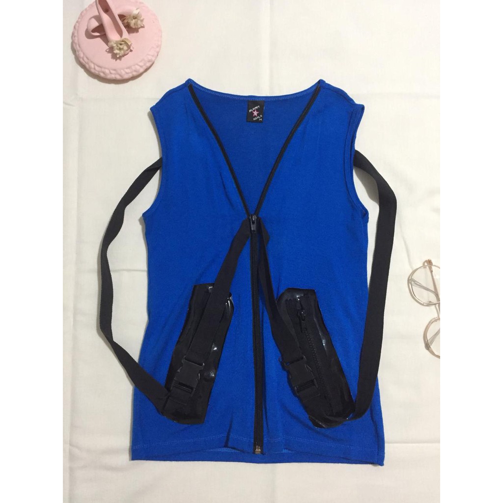 Blusa Colete feminino azul Planet Girls com zíper