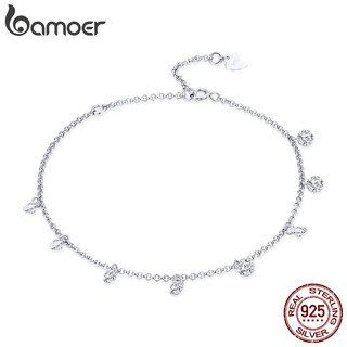 Bamoer 925 Silver White Gold Plated Zircon Charme Bracelete Correntes De Encanto Mão SCB103
