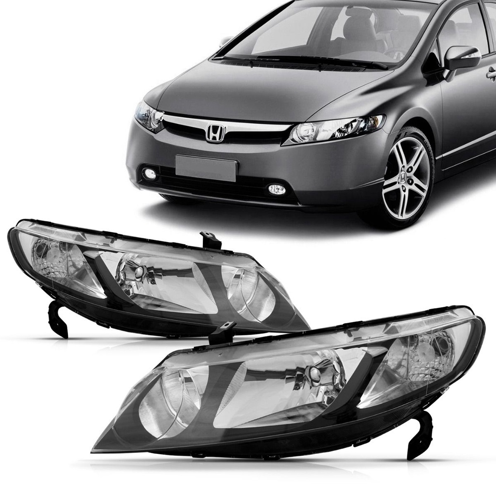 Par Farol Civic 2006 2007 2008 2009 2010 2011 Foco Duplo Mascara Negra em Oferta na Shopee