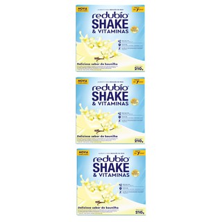 Kit com 3 Redubío shake e vitaminas delicioso sabor de Baunilha Cimed 210g Legítimo