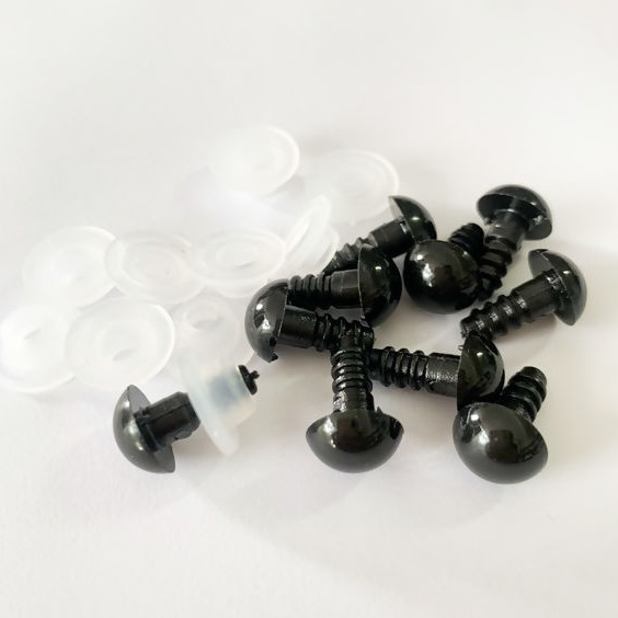 10 Pares de Olhos Preto Com Trava De Segurança Para Amigurumi Diversos Tamanhos