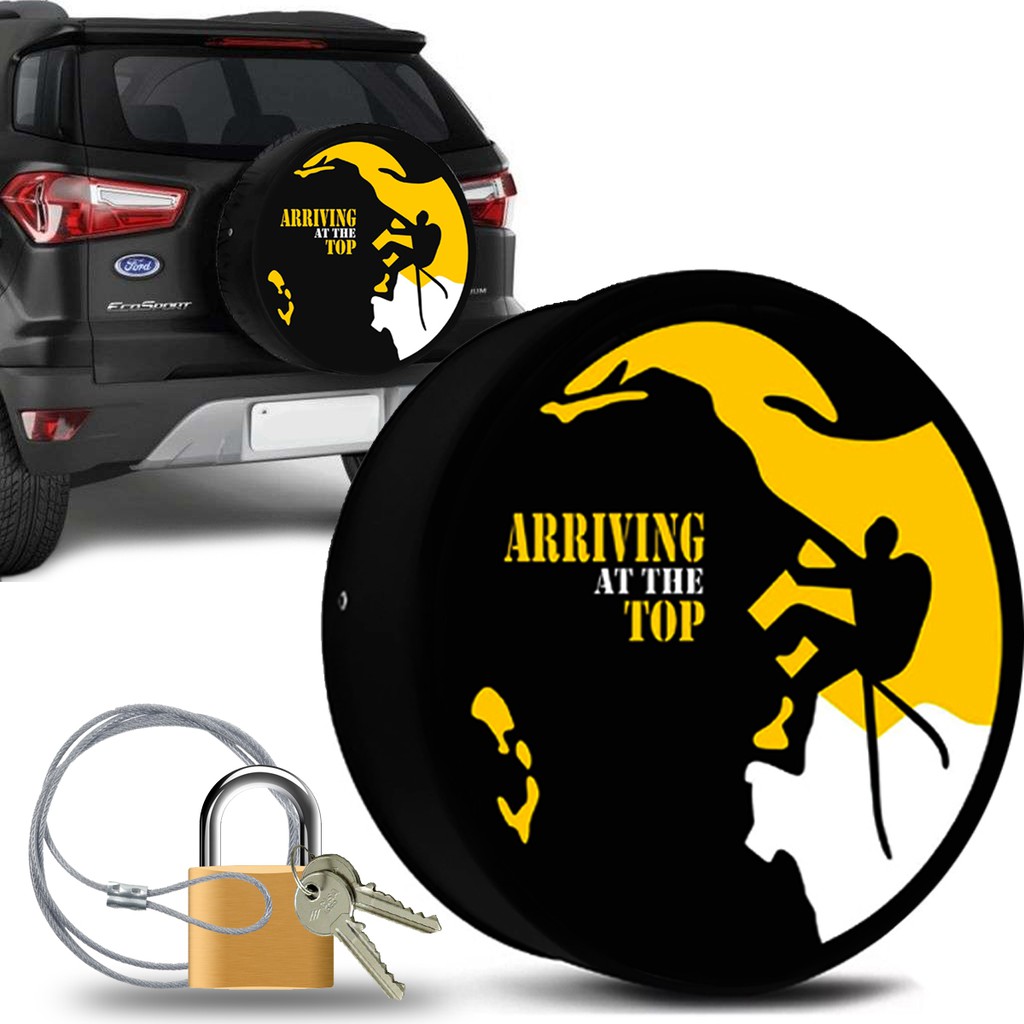 Capa Estepe Ecosport Crossfox Aircross Idea Doblo Adventure Estampa Escalada Arriving At The Top com Cabo de Aço e Cadeado
