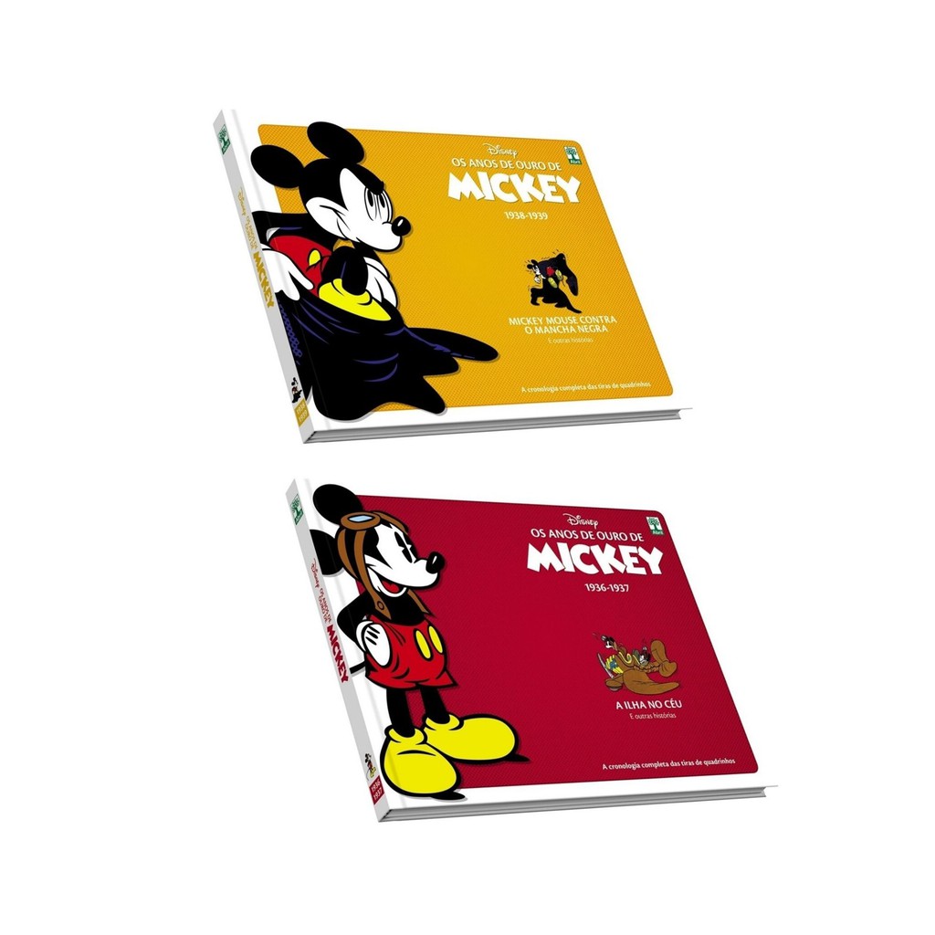 Kit HQs Anos de Ouro de Mickey Mouse contra o Mancha Negra & A Ilha no Céu Walt Disney Capa Dura